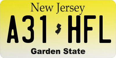 NJ license plate A31HFL