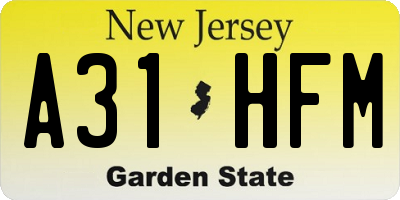 NJ license plate A31HFM