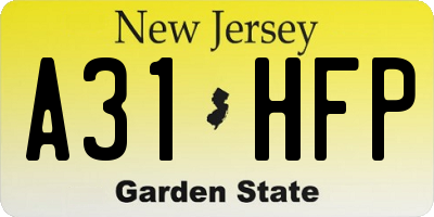 NJ license plate A31HFP