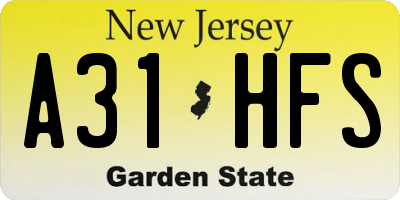 NJ license plate A31HFS