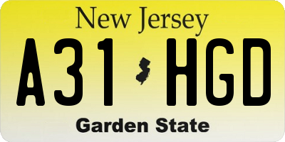 NJ license plate A31HGD