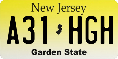 NJ license plate A31HGH