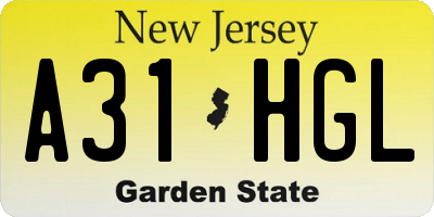 NJ license plate A31HGL
