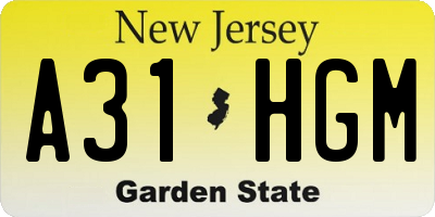 NJ license plate A31HGM