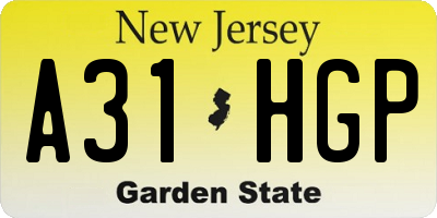 NJ license plate A31HGP