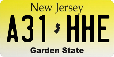 NJ license plate A31HHE