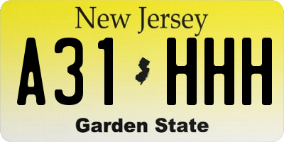 NJ license plate A31HHH