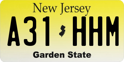 NJ license plate A31HHM