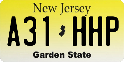 NJ license plate A31HHP