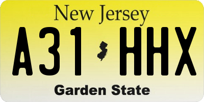 NJ license plate A31HHX