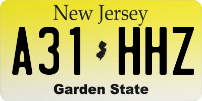 NJ license plate A31HHZ