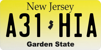 NJ license plate A31HIA