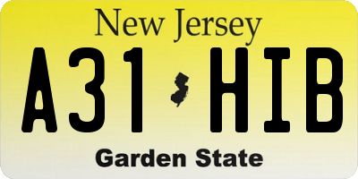 NJ license plate A31HIB