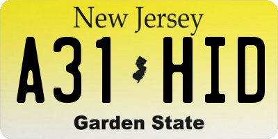 NJ license plate A31HID
