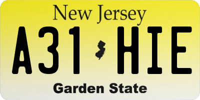 NJ license plate A31HIE