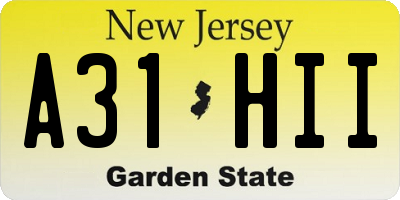 NJ license plate A31HII