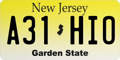 NJ license plate A31HIO