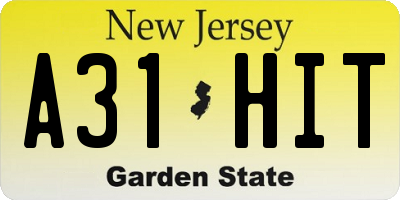 NJ license plate A31HIT