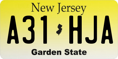 NJ license plate A31HJA