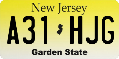 NJ license plate A31HJG