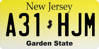 NJ license plate A31HJM