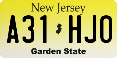 NJ license plate A31HJO