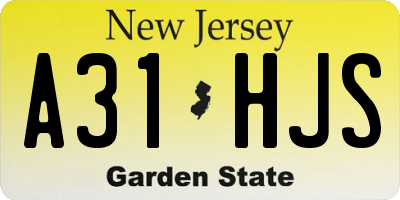 NJ license plate A31HJS