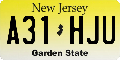 NJ license plate A31HJU