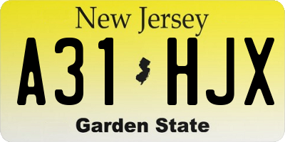 NJ license plate A31HJX