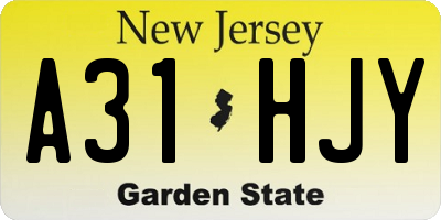 NJ license plate A31HJY