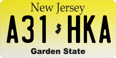 NJ license plate A31HKA