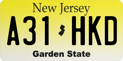 NJ license plate A31HKD