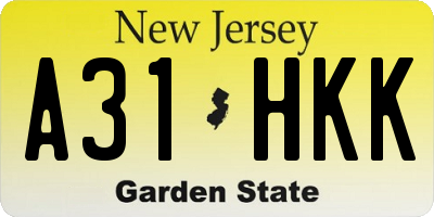 NJ license plate A31HKK