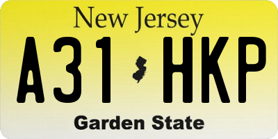 NJ license plate A31HKP