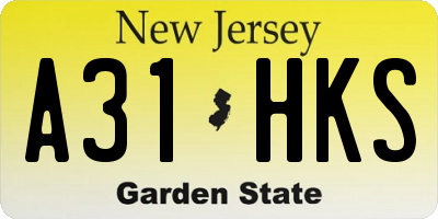 NJ license plate A31HKS