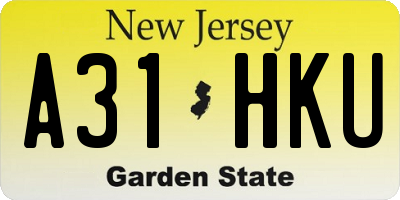 NJ license plate A31HKU