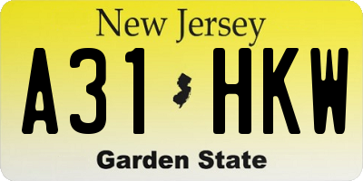 NJ license plate A31HKW