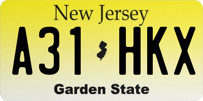 NJ license plate A31HKX