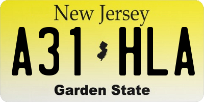 NJ license plate A31HLA