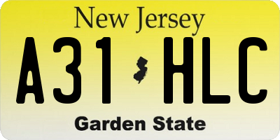 NJ license plate A31HLC
