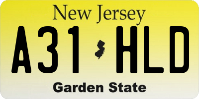 NJ license plate A31HLD