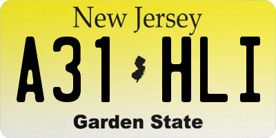 NJ license plate A31HLI