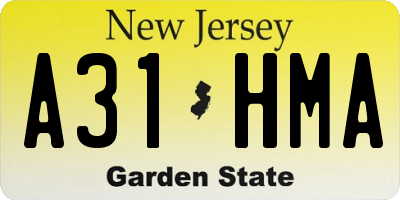 NJ license plate A31HMA