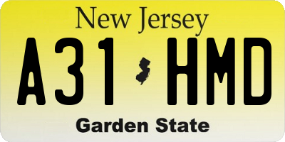 NJ license plate A31HMD