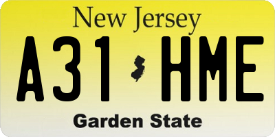 NJ license plate A31HME