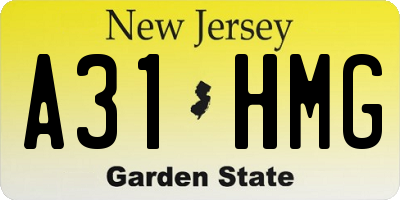 NJ license plate A31HMG