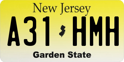 NJ license plate A31HMH