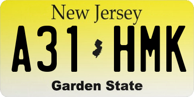 NJ license plate A31HMK