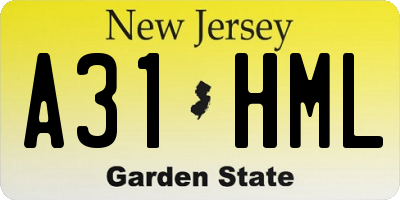 NJ license plate A31HML
