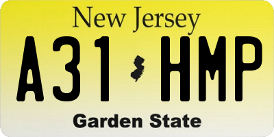 NJ license plate A31HMP